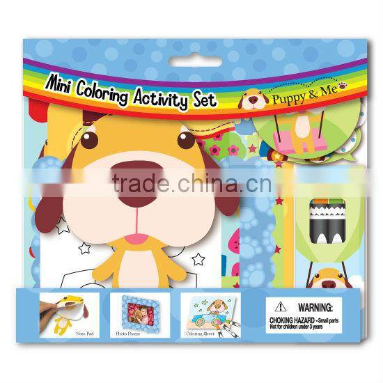 Kids Gift Stationery Photo frame Crayon Sticker Note pad Kitty Cat Animals Mini Coloring Activity kit Drawing set