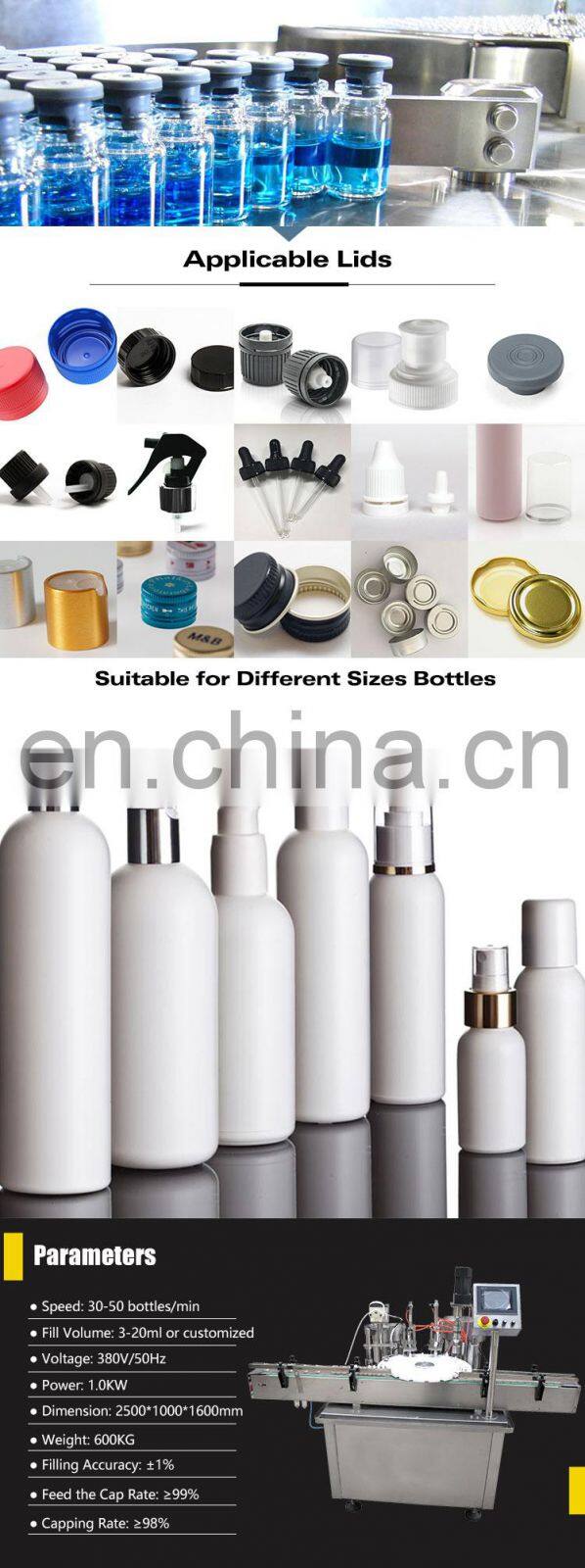 High quality automatic filling capping and labeling machine for glass bottle nail polish 15ml 20ml