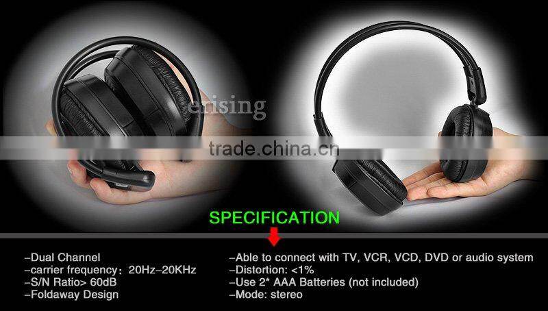 Erisin ES016 IR Stereo Cordless Wireless Earphone Dual Channels