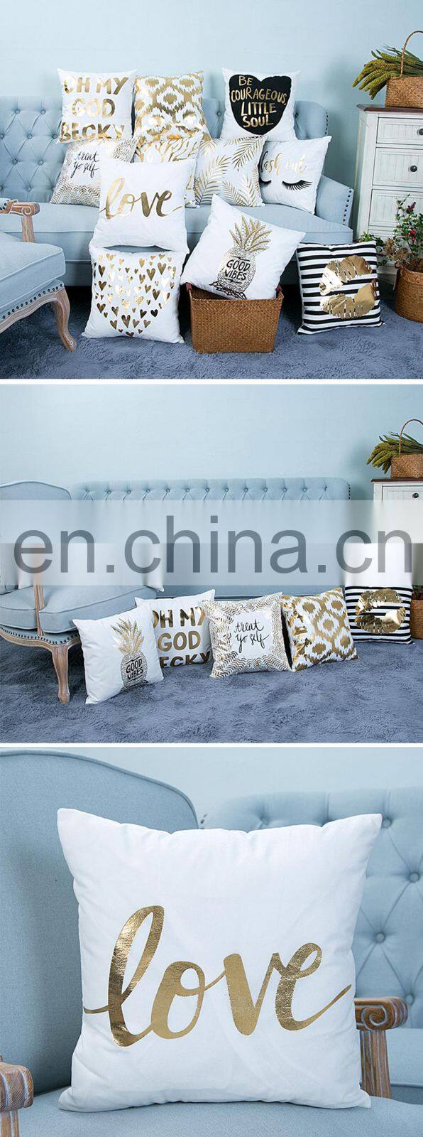 Bronzing Christmas Cushion Cover Gold Printed Pillow Cover Decorative Pillow Case Sofa Seat Car Pillowcase Soft