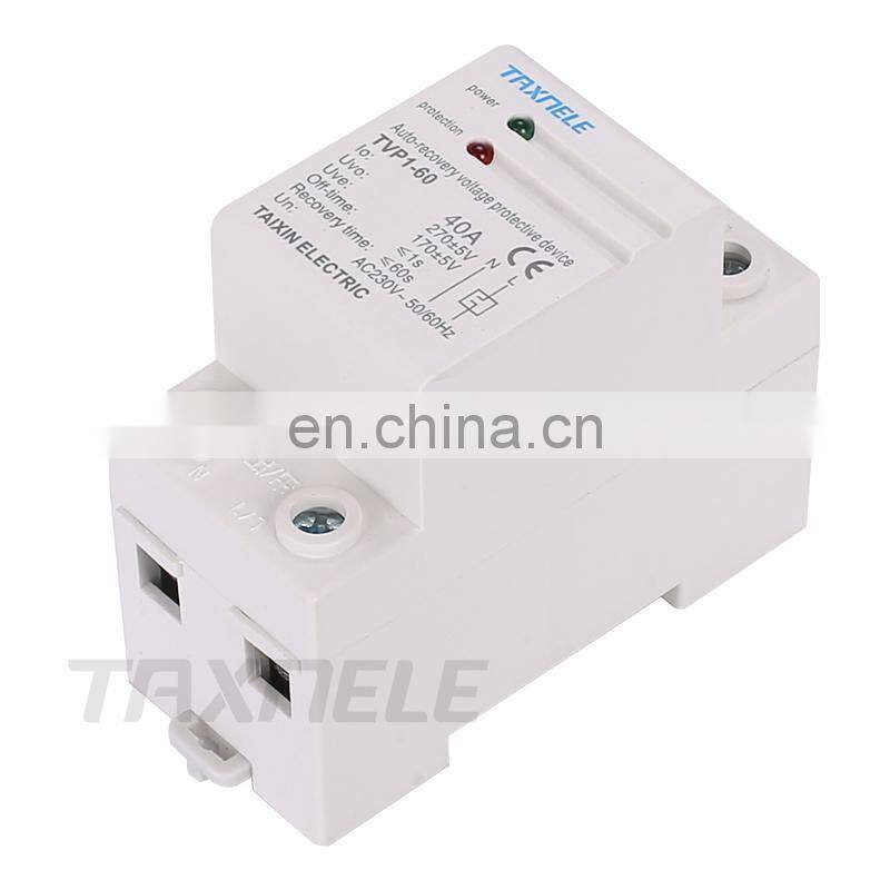 230V AC 40A 63A Din Rail Auto Recovery Voltage Protective, Voltage Power Protector 220V