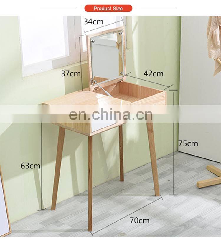 Factory Wholesale Wooden Children Dressing Table Set With Mirror Glass