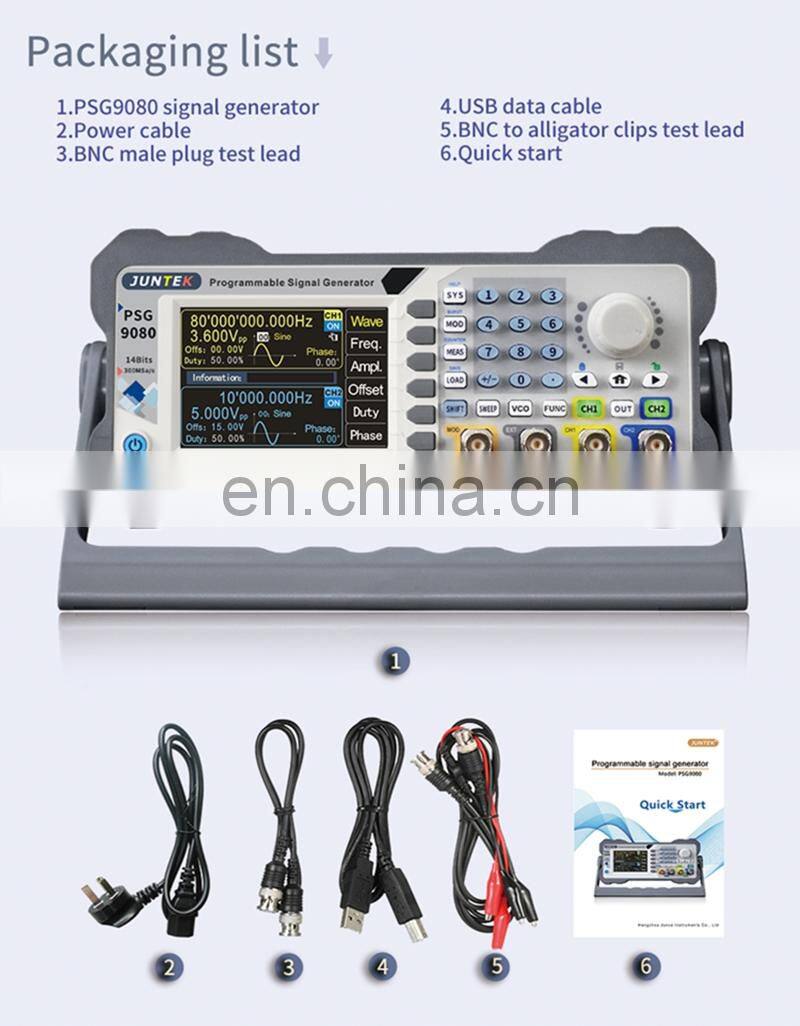 JUNTEK PSG9080 Programmable Arbitrary Generator 1nHz-80MHz Function Generator Pulse Generator