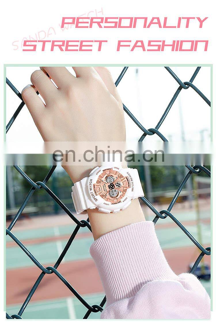 SANDA 6068 Women's Watches Multifunction Military Quartz Digital Wristwatch Casual Clock watches digitals