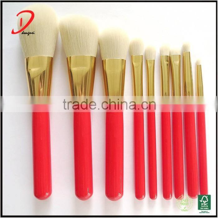 Hot Selling High Quality Red Wooden Handle 10pcs Makeup Brush Set