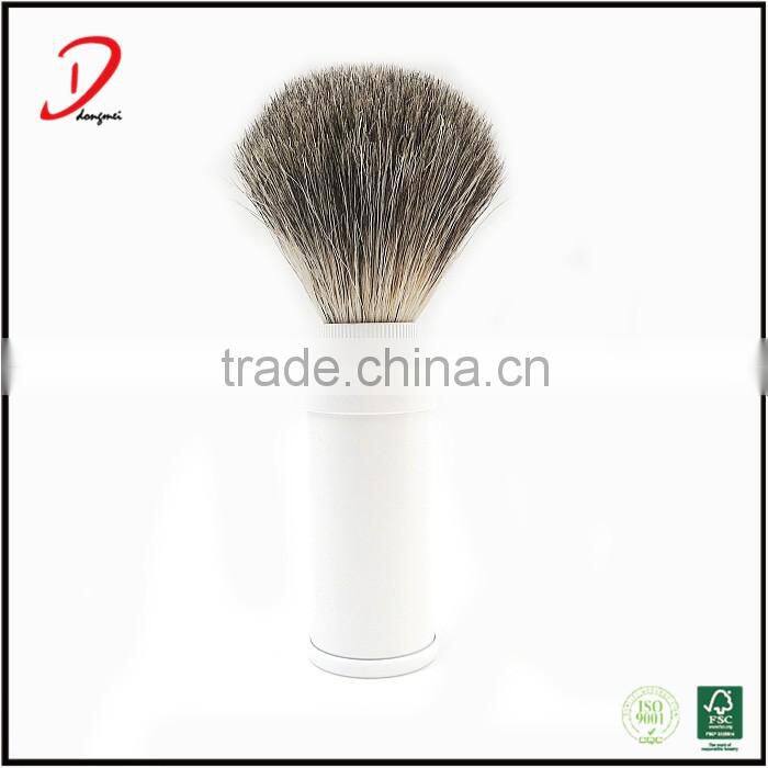 white protable travel shaving brush,removeable pure badger hair shaving brush