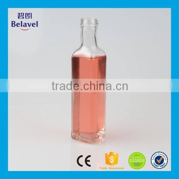 High quality 250ml clear square glass olive oil bottle