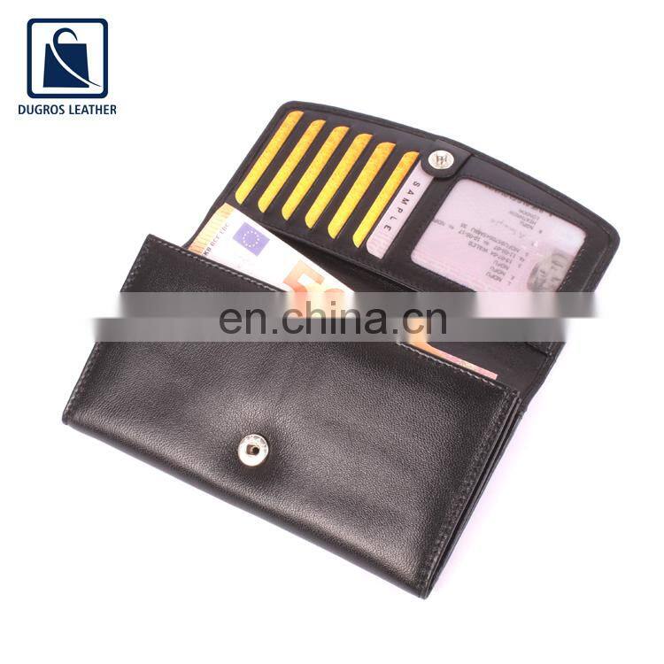 2022 New Arrival Eye Catching Design Nickle Fitting Matching Stitching Genuine Leather Women Wallet for Wholesale Buyers