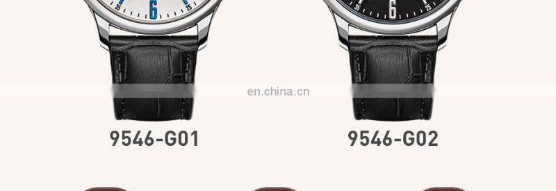 SINOBI Classic Coffee Color Men Wrist Watches S9546G Business Casual Suit Handwatch Second Dial Male Watch