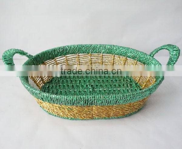 Oval Shape Colorful Paper Rope Woven Novelty Gift Basket