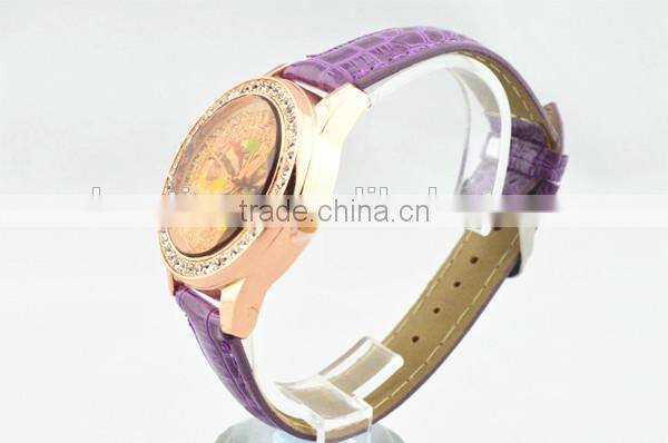 Cheap elegant fashion watch with 4 lap scrystal decoration bezel quarts wrist watch