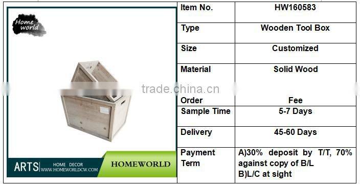 S/2 popular low MOQ durable natural wooden storage tool box