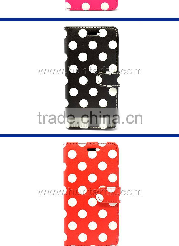 Printed Dot PU Leather Wallet Case For iphone6