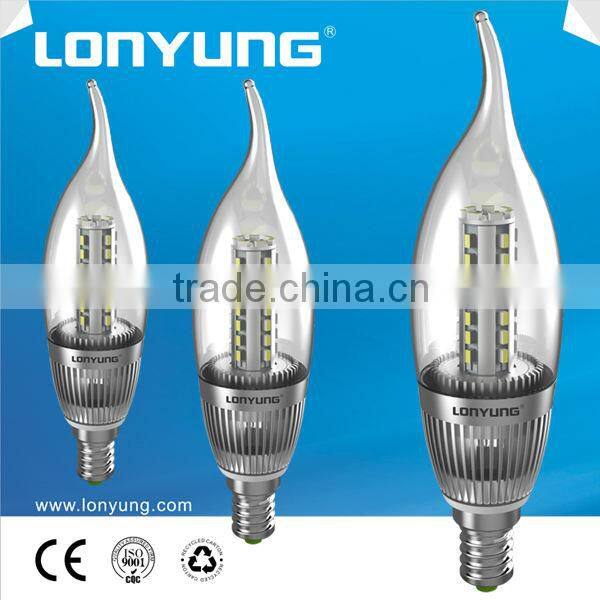 3W led candle bulb transparent bulb for chandelier