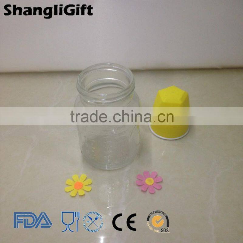 160ml Hot Sale Wide Mouth Glass Baby Milk Feeding Bottle with Nipple and Cap