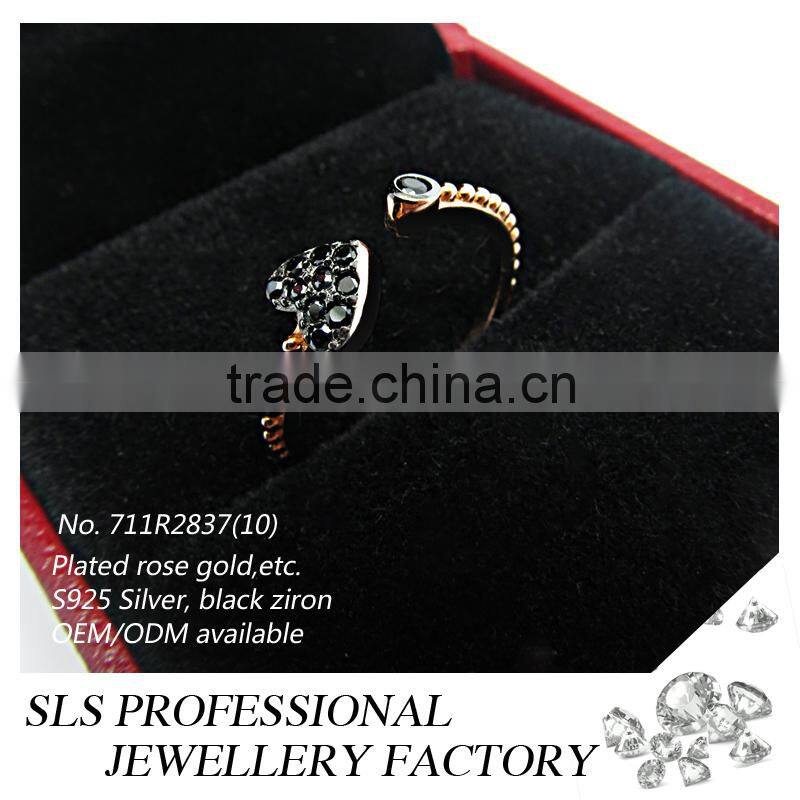 2015 Fashion jewelry silver micro setting black plated cz designs silver 925 wedding ring for women
