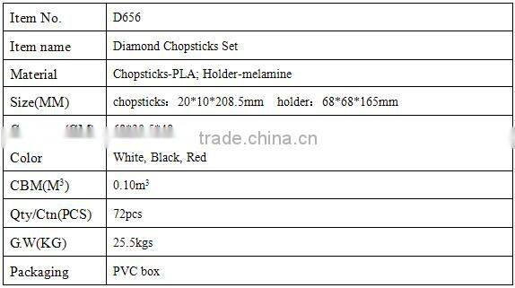 D656 Diamond Chopstick Set Wedding Favors Chopstick PLA Plastic Chopstick Holder