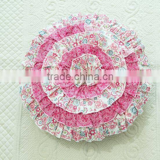 Japanese cheap floral green round ball patchwork cushion