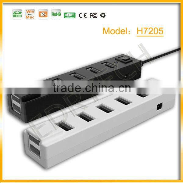 New arrival 7 port usb hub with switch and usb cable inlay