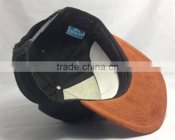 custom 5 panel cotton suede brim snapback hats era leather patch snapback cap