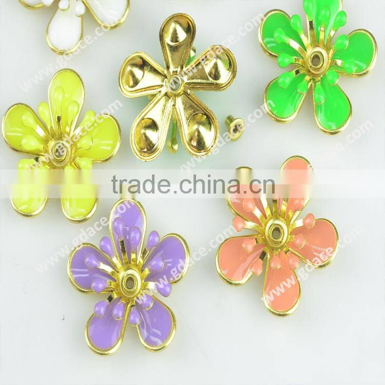 Assorted colors fresh style metal flower,craft metalware flower pieces,shoes decorative metal flowers
