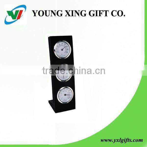 promotion gift wooden table clock with thermometer and hygrometer