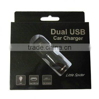 Shenzhen wholesales Black mini Dual USB Car Charger for iPhone