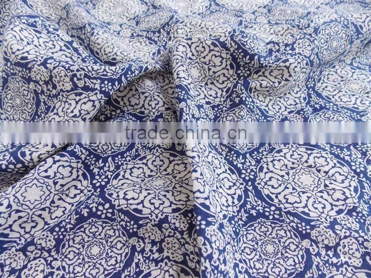 Chinese style blue and white porcelain imitation batik print cotton/linen cloth tablecloths curtain sofa fabric