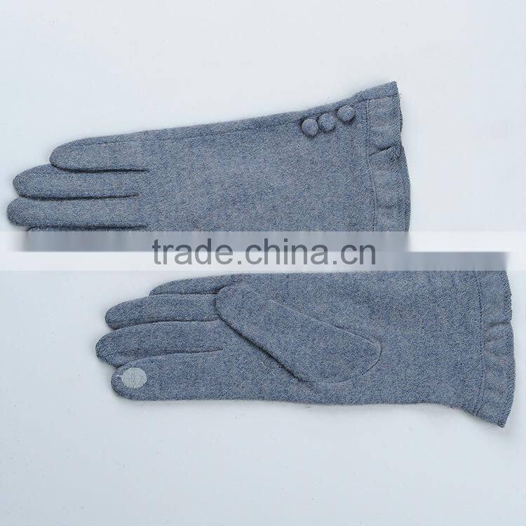 Best Feeling Grey Color Lady Wool Gloves with Wool lining