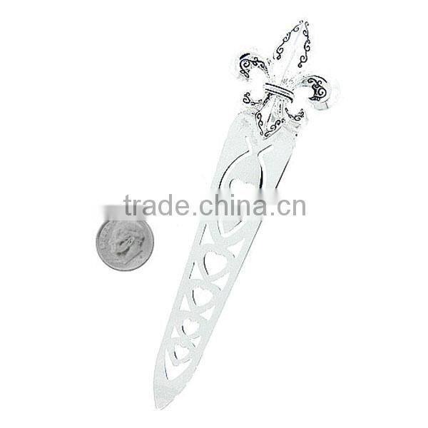Silver fleur de lis bookmark with clear crystal accents metal crafts