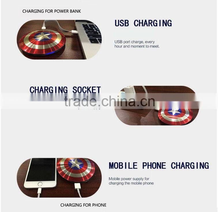 The Shield of Captain America Ultra Thin Li-polymer Battery Power Bank Factory supply captain america power bank