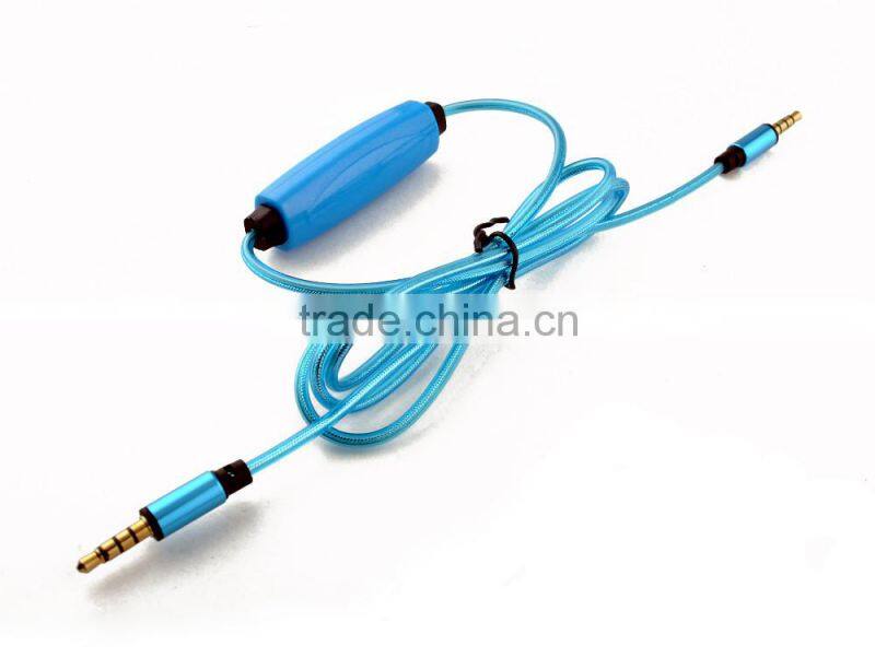 Latest Products EL/LED light cable for headphone, aux audio cable with microphone