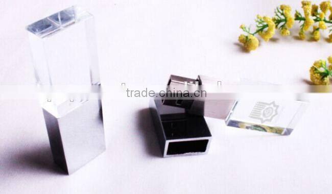 Crystal usb flash drive with led light for gift promotion
