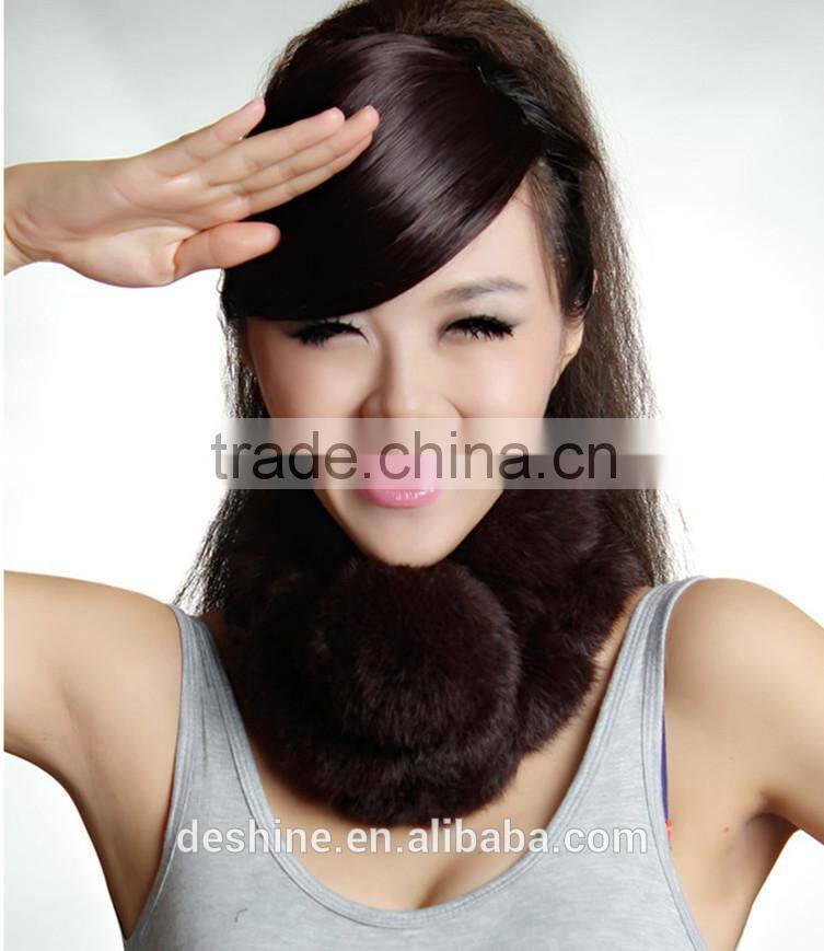 New product wholesale winter rabbit fur ball scarf W209