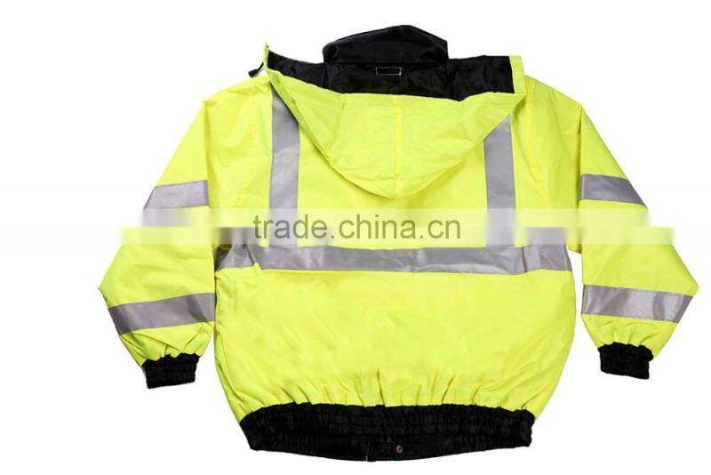Cheap High Visible Road Safety Winter Reflective Jacket Yellow Work Jacket Winter Waterproof Coat