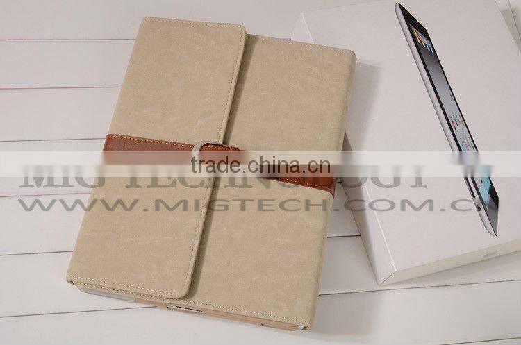 High end Leather Case for Ipad 2 3 with belt, for ipad accessories, for ipad3 case