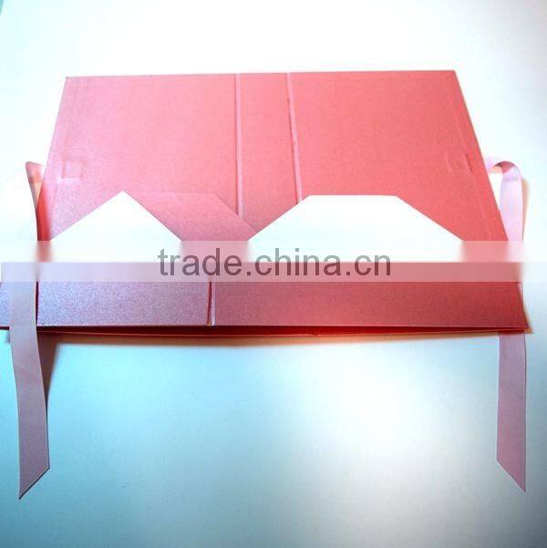 High end beautiful pink flat folding paper gift box