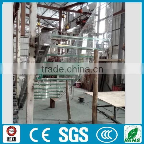 Modern Customized tempered glass floating stairs/staircase YUDI, YD-BF100