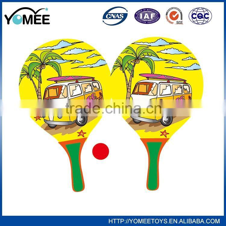 New arrival OEM kid games wooden beach racket with rubber ball