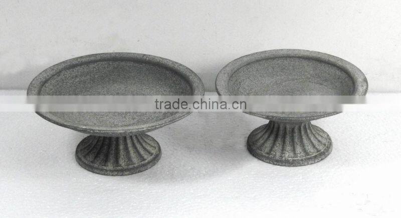 S/2 Round Metal Bowl w/Antique Grey
