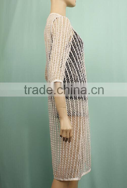 New design Women 3/4 sleeve long shirt dresses T141131343