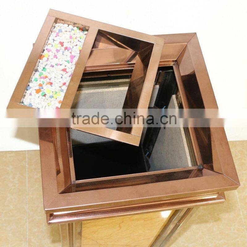 Square hotel marble metal dustbin