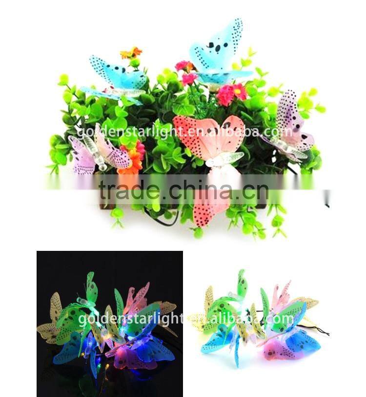 Hot selling 12 led solar butterfly string decoration light for garden