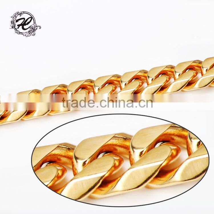 Wholesale Diamond cutting stainless steel 18k gold plated curb chain dubai gold jewelry set