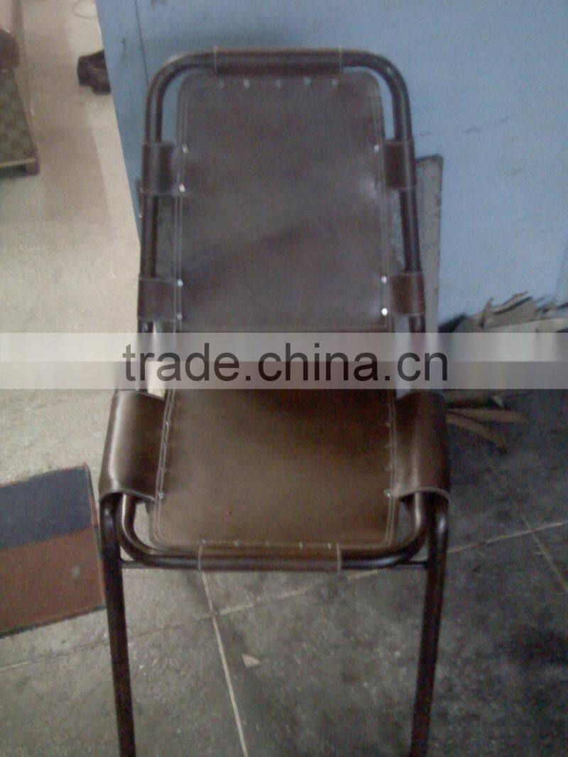 INDUSTRIAL LEATHER METAL FRAME CHAIR , HURRY LEATHER DINING CHAIR