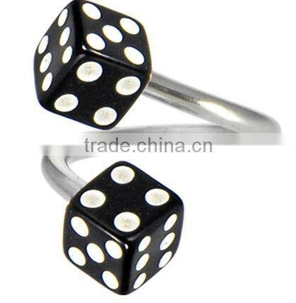 Black DICE Spiral Twister Belly Ring& SBR rings&cheap ear gauge plugs
