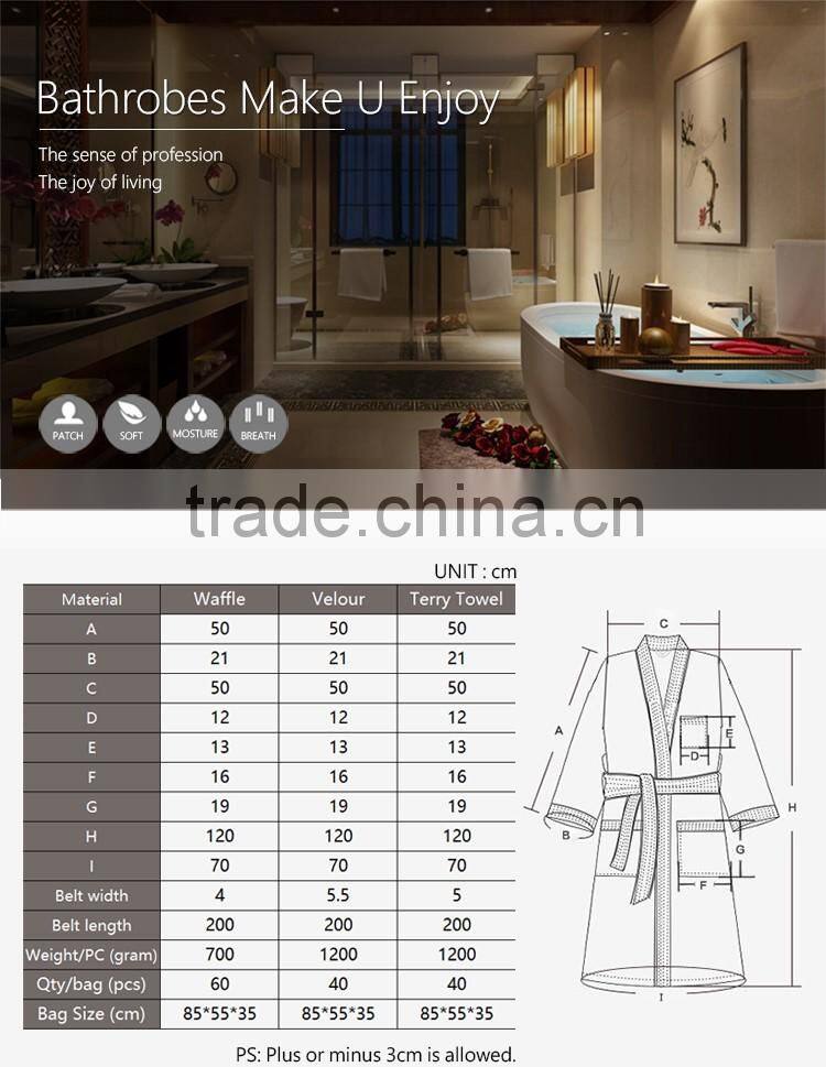 100% cotton cheap white waffle mens hotel bathrobe