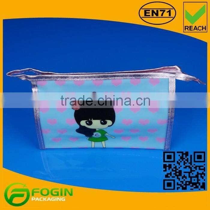 travel zipper pvc stand up cosmetic bag