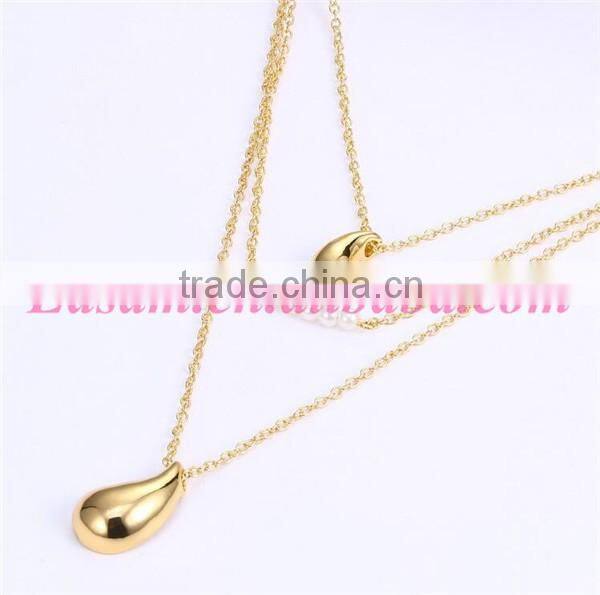 Fashion three layer pearl gold necklace designs