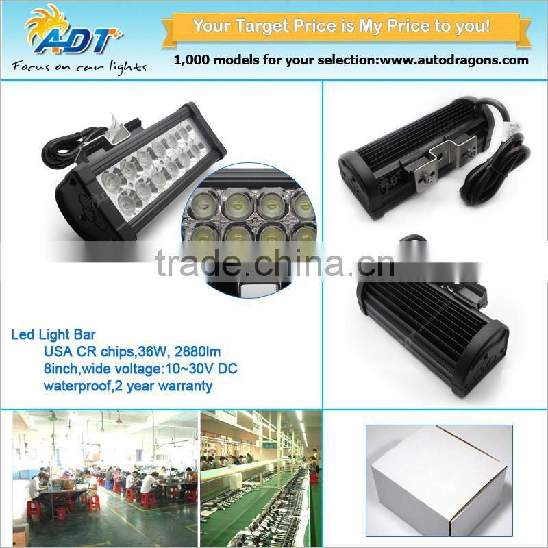 8Inch 36W CR-EE LED Work Light Flood Lamp Bar Driving Offroad 12-30V ATV SUV
